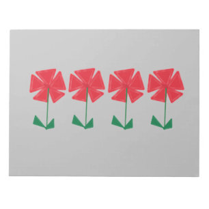 red flowers on grey background stocking filler notepad