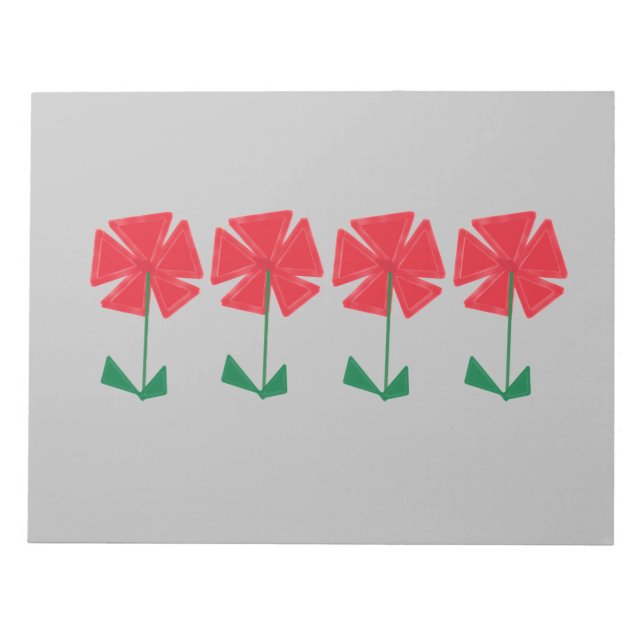 red flowers on grey background stocking filler notepad (Front)