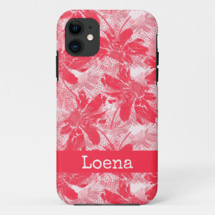 Red flowers on white. iPhone 11 case