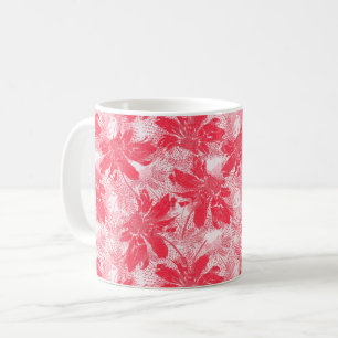 Red flowers on white. coffee mug