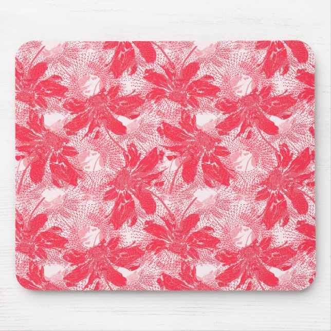 Red flowers on white. mouse pad (Front)