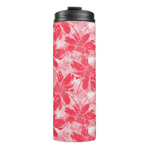 Red flowers on white. thermal tumbler
