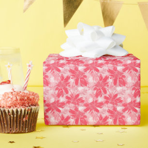 Red flowers on white. wrapping paper