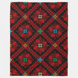 Red flowers Palestine Embroidery tatreez Pattern Fleece Blanket