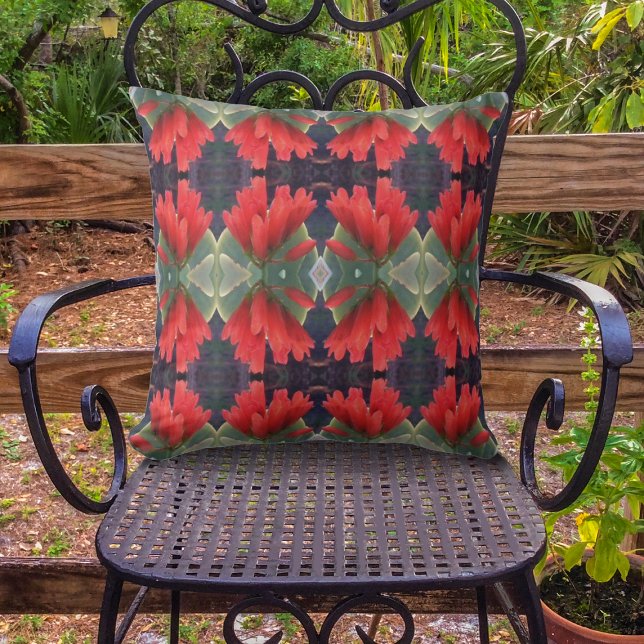 Red Flowers Pattern 2 Outdoor Cushion (Creator Uploaded)
