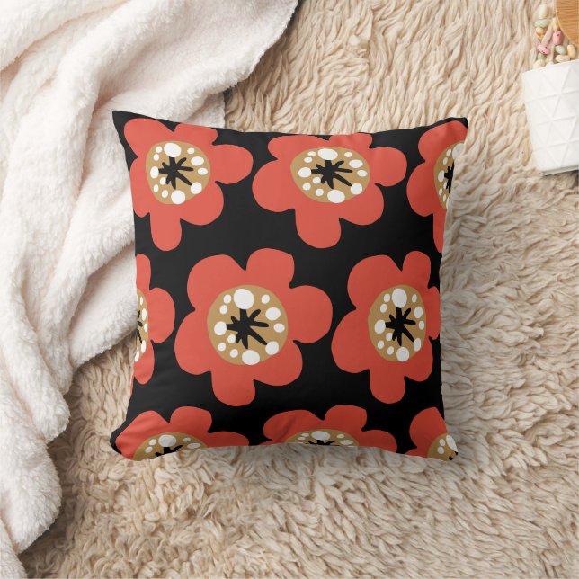 Red flowers pattern cushion (Blanket)