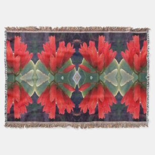 Red Flowers Pattern Throw Blanket