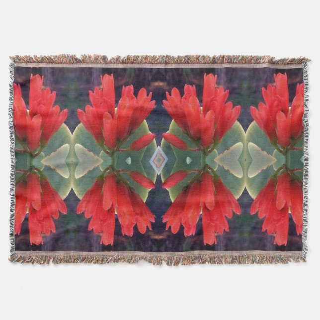 Red Flowers Pattern Throw Blanket (Front)