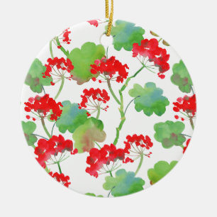 Red flowers (Pelargonium) Ceramic Ornament
