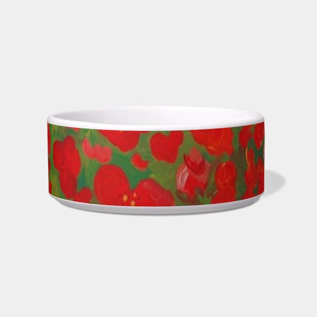 Red Flowers Pet Bowl (Front)