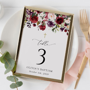 Red Flowers, Pink Flowers, Baptism Table Numbers
