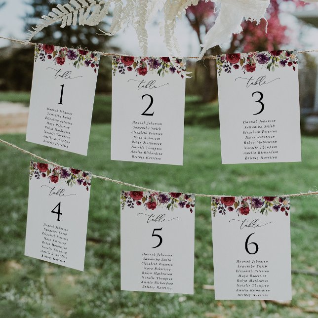 Red Flowers, Pink Flowers, Seating Chart Cards (Creator Uploaded)