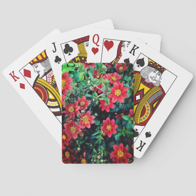 Red flowers playing cards (Back)