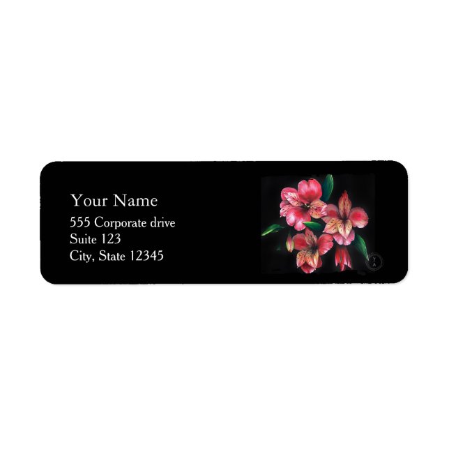 Red Flowers Return Address Labels (Front)
