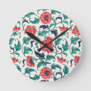 Red flowers round clock