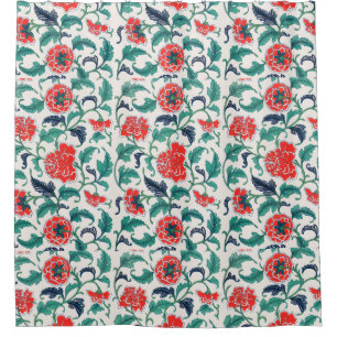 Red flowers shower curtain