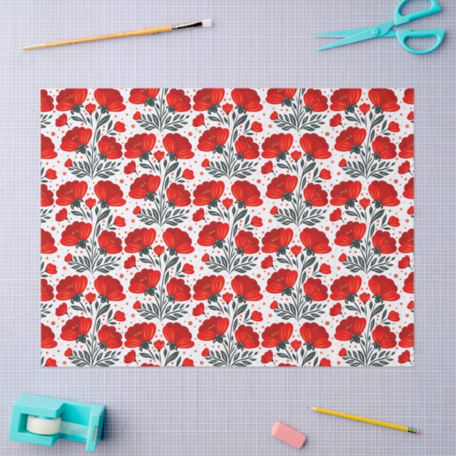 Red flowers tissue paper (Craft)