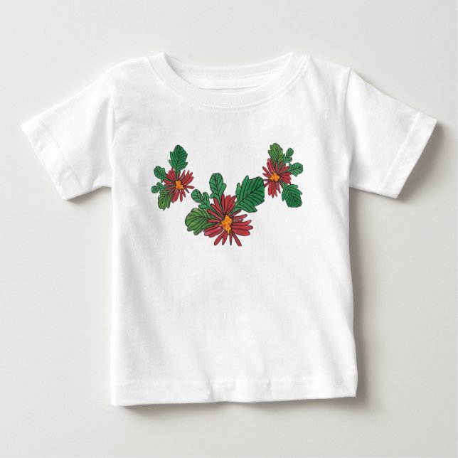Red Flowers Toddler Ruffle Dress Baby T-Shirt (Front)