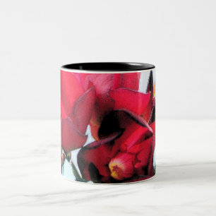 Red Flowers Two-Tone Coffee Mug