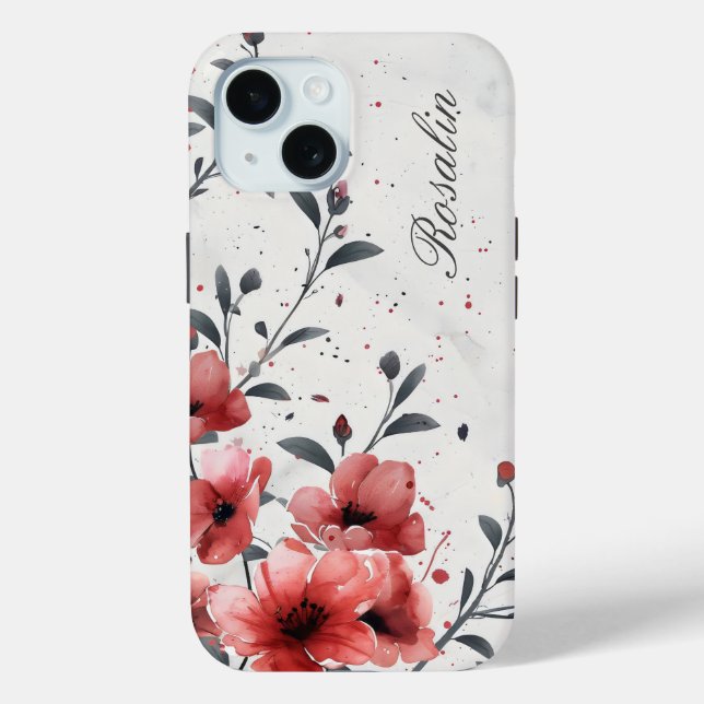 Red Flowers Vintage Case-Mate iPhone Case (Back)