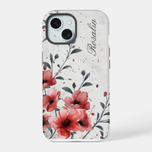 Red Flowers Vintage iPhone 15 Case