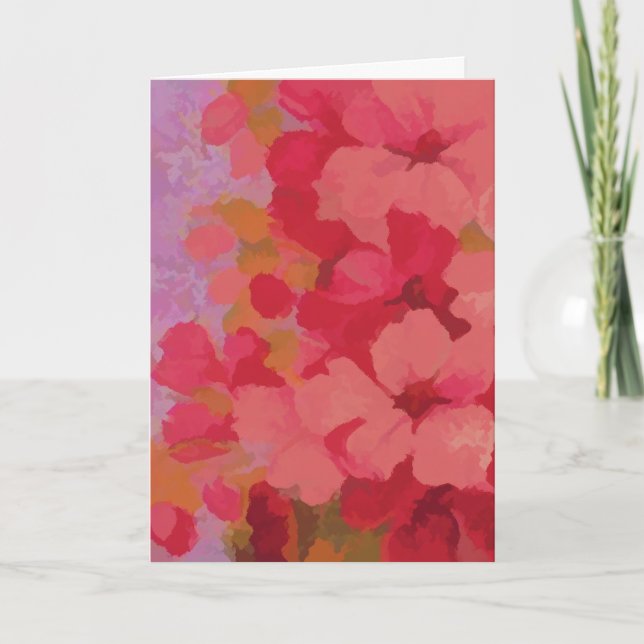 Red Flowers Watercolor Greeting Card (Front)