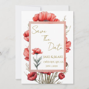 Red Flowers Wedding Invitation