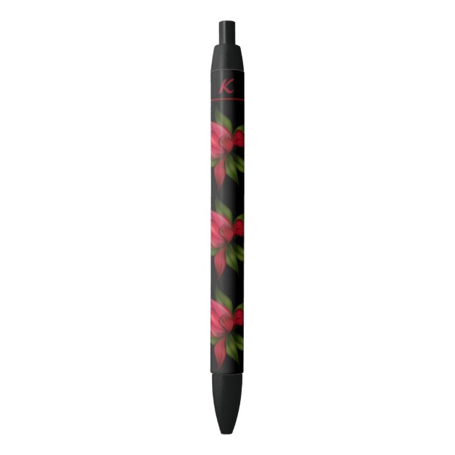 Red Flowers with Initial Black Ink Pen (Front Vertical)