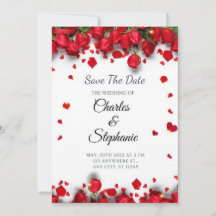 Red flowers with romantic red hearts