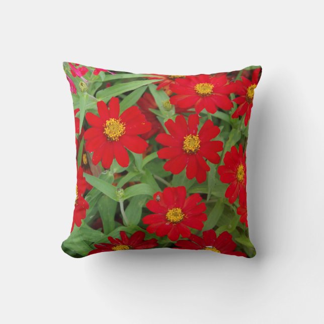 Red flowers with Yellow Centres pillow (Front)