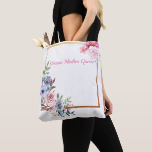 Red flowers your name tote bag