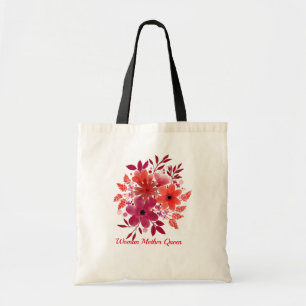 Red flowers your name tote bag