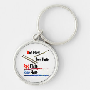Red Flute Blue Flute Key Ring