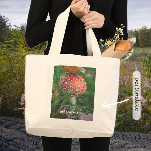 Red fly agaric mushroom large tote bag