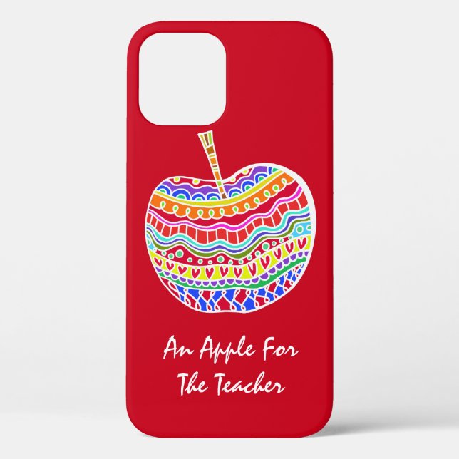 Red Folk Art Apple Teacher's Case-Mate iPhone Case (Back)