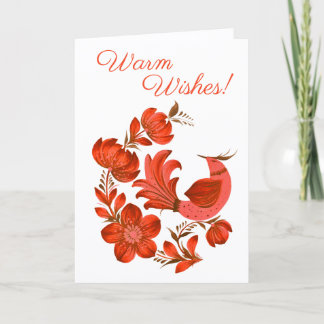 Red Folk Art Greeting Card