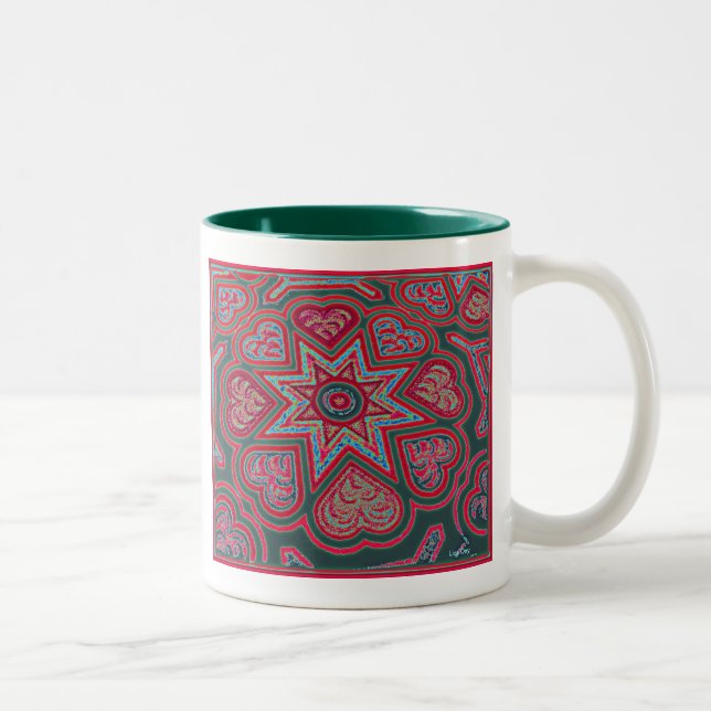 Red Folk Art Hearts Mug (Right)