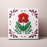 Red Folk Flower Azulejo Ceramic Tile<br><div class="desc">Decorate the office with this Red Folk Flower design. You can customise this further by clicking on the "PERSONALIZE" button. Change the background colour if you like. For further questions please contact us at ThePaperieGarden@gmail.com.</div>