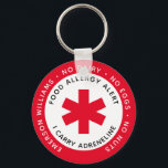 Red Food Allergy Alert Key Ring<br><div class="desc">Stay safe when eating out with our range of Food Allergy Alert badges,  labels and cards to raise awareness of your food allergies.</div>