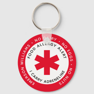 Red Food Allergy Alert Key Ring