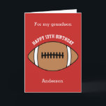 Red Football 13th Birthday Grandson Card<br><div class="desc">A 13th birthday football birthday grandson card,  which you can easily personalise with his name and age if it's a different age. The inside reads a birthday message,  which you can easily edit as well. You can personalise the back of this football birthday card with the year.</div>