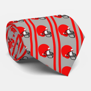 Red Football Helmet on GreyNecktie Tie