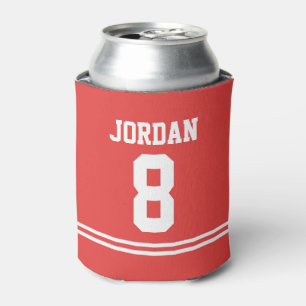Red Football Jersey - Sports Theme Birthday Party Can Cooler