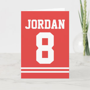 Red Football Jersey - Sports Theme Birthday Party Card