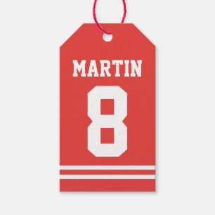 Red Football Jersey - Sports Theme Birthday Party Gift Tags