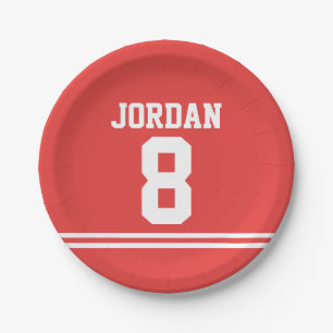 Red Football Jersey - Sports Theme Birthday Party Paper Plate