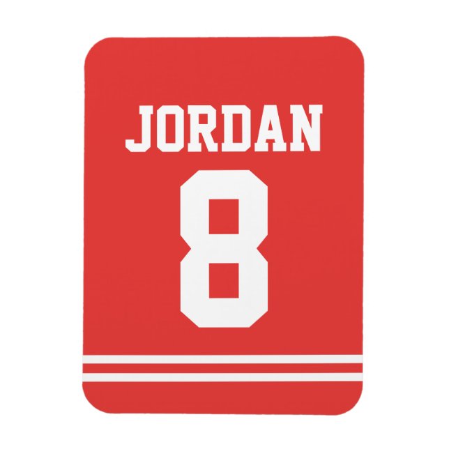 Red Football Jersey with Number Magnet (Vertical)
