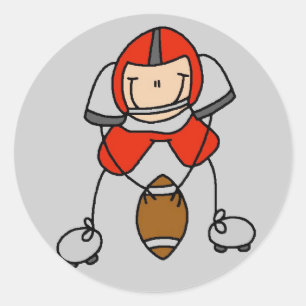 Red Football Player Tshirts and Gifts Classic Round Sticker