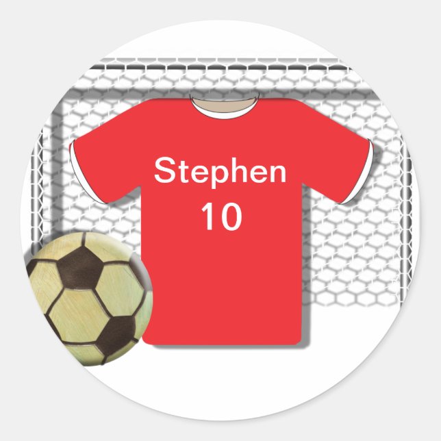 Red Football Soccer Personalised Sticker (Front)