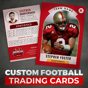 Red Football Trading Card, Custom Sports Card